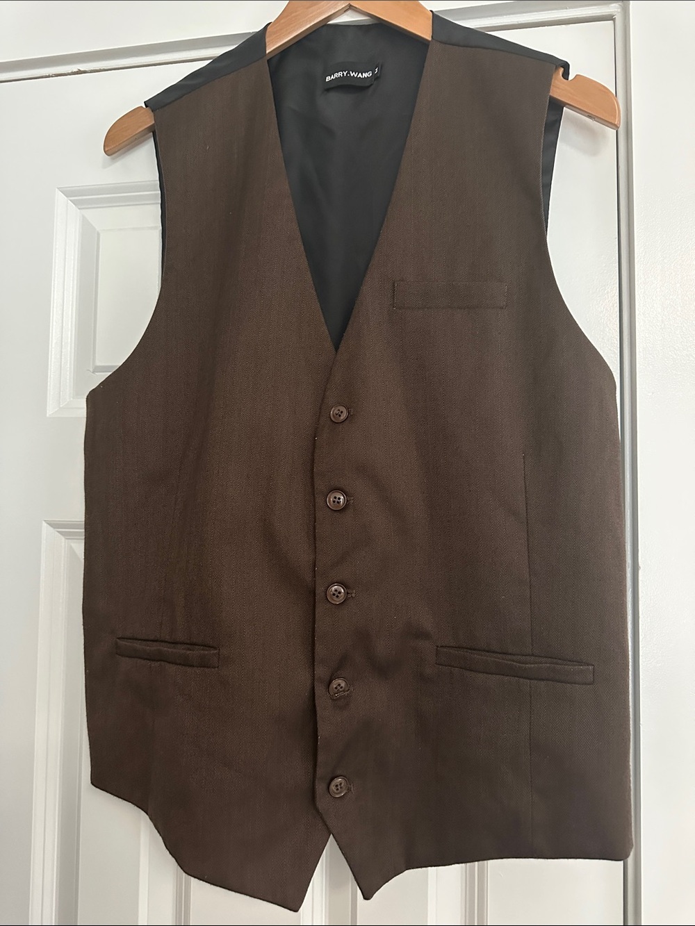 Barry Wang Brown Vest Classic Tailored Waistcoat size M